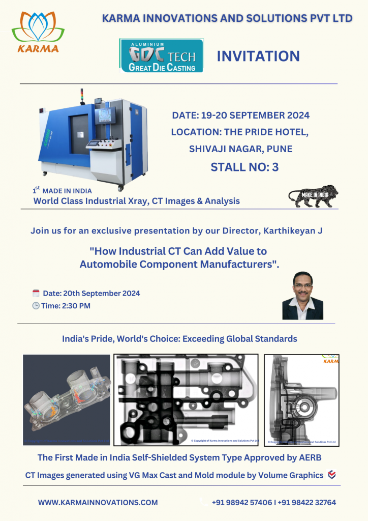 Karma Innovations and Solutions Pvt Ltd at GDCTECH 2024: Showcasing Cutting-Edge Radiography Solutions for Foundries